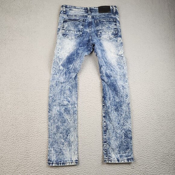 Encrypted Moto Jeans Boy's 16 Acid Wash Blue Denim Pants Stretch Distressed - Picture 4 of 15